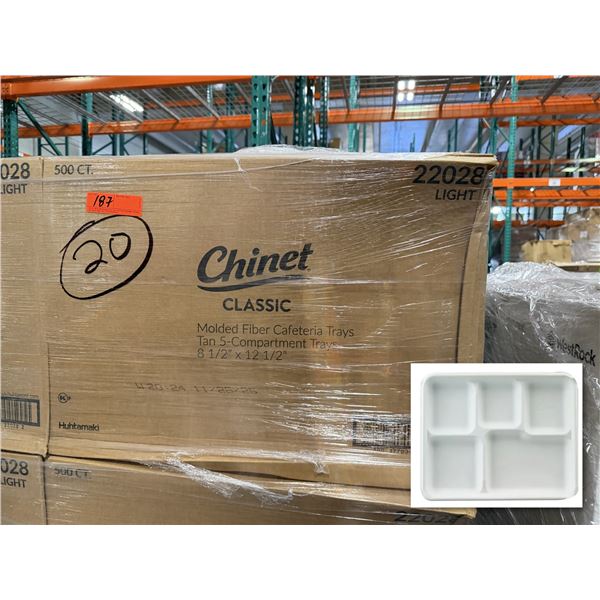 Qty 10,000 Chinet Classic Luau 5-Compartment Trays, 8.5" x 12.5" ($4,001.80 Retail)