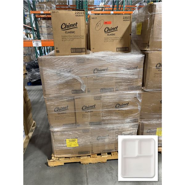 Qty 12,000 Chinet Classic 3-Compartment Trays, 8.25" x 9.5", White ($2,870.16 Retail)