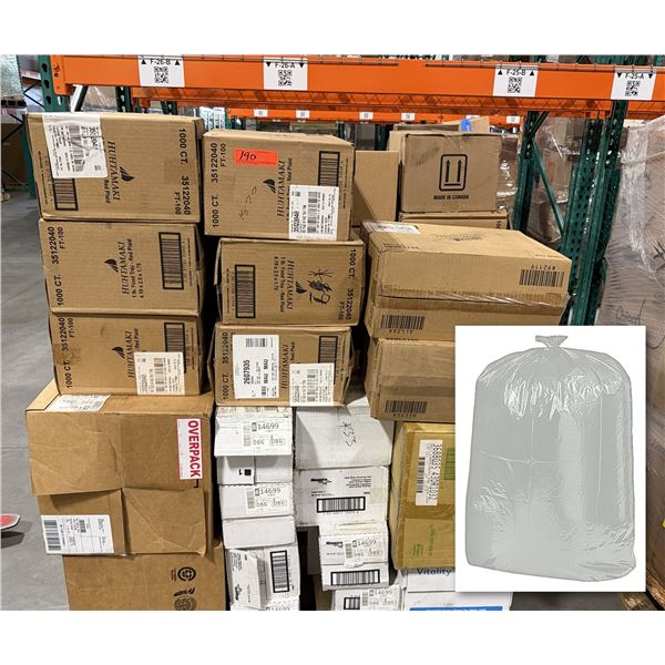Roll Towels, Sponges, Food Trays, Straws, Natural Can Liners (Trash Bags) - Pallet