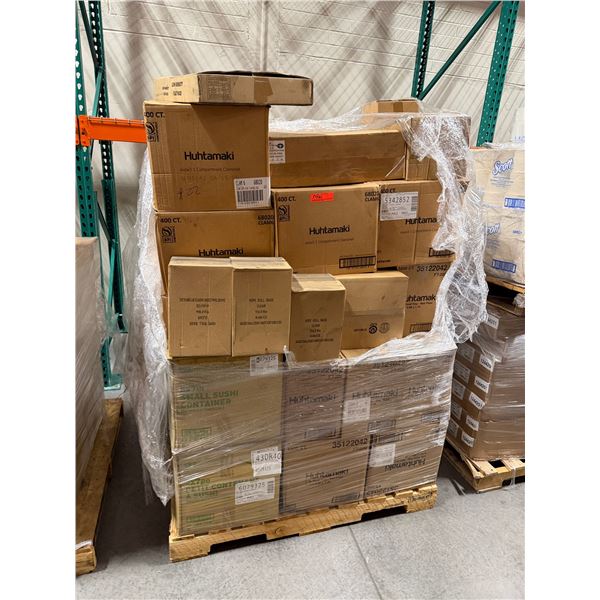 Fiber Clamshells, Red Plaid Food Trays, Twine, Sushi Containers - Pallet