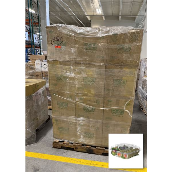 Qty 3,840 Eco-Products 8" x 8" x 3" 3-Compartment Clear Clamshells ($3,527.76 Retail)