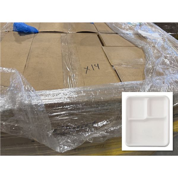 Qty 7,000 Chinet Classic 3-Compartment Trays, 8.25" x 9.5", White ($1,674.26 Retail)