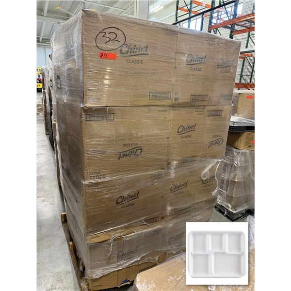 Qty 16,000 Chinet Classic 5-Compartment Trays, 8.5" x 10.5", White ($4,921.28 Retail)