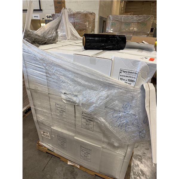 Qty 120 Sigma Black Blown Stretch Film Rolls, 15" x 1500 ft, .70 mil
