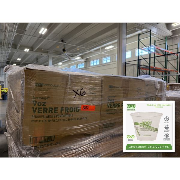 Qty 6,000 Eco-Products GreenStripe 9 oz Compostable Cold Cups ($1,473.54 Retail)