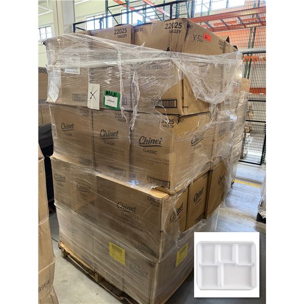 Qty 16,000 Chinet Classic 5-Compartment Trays, 8.5" x 10.5", White ($4,921.28 Retail)