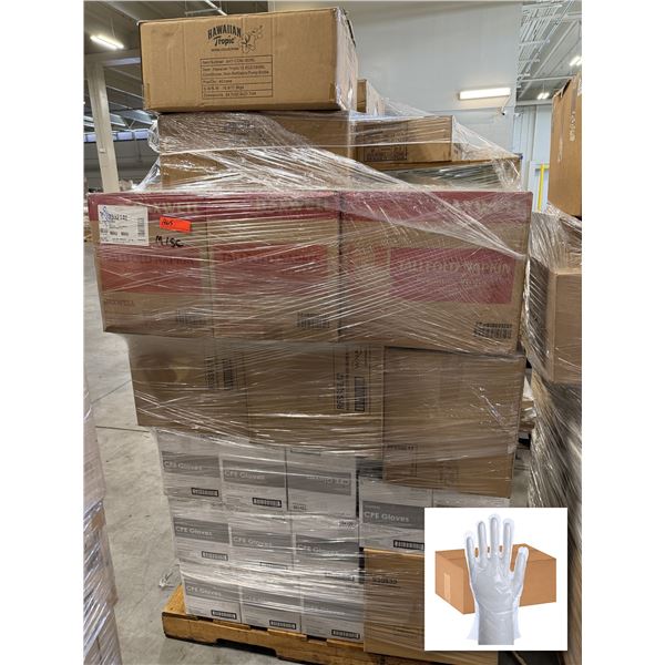 CPE Gloves, Fold-Pak Take-Out Boxes, Tallfold Napkins - Pallet