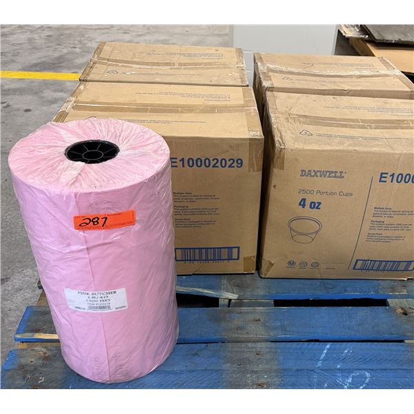 Daxwell 4 oz Portion Cups, Pink Butcher Paper Roll - Pallet