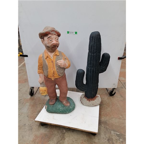 *(2) Concrete Statues (34" Tall) - As Is - Dolly Not Included, Pickup Only