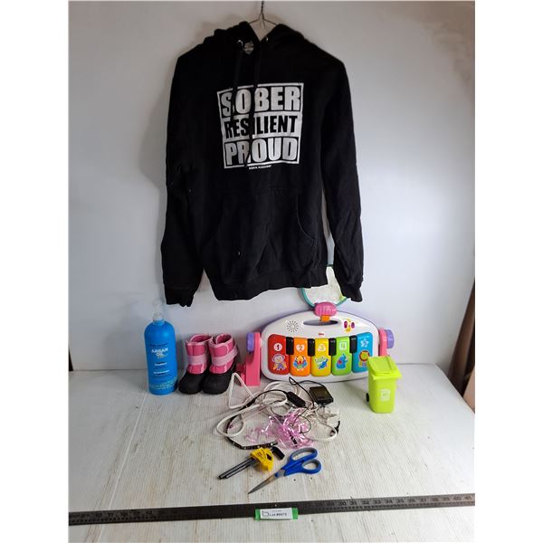 XS Sober Hoodie, Child's Piano, Shampoo, Child Boots, LED Strip, Wrench Set, Misc. - PU Only