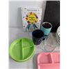 Image 2 : Assorted Dinnerware & Glassware, Partition Bowls, Awesome Book