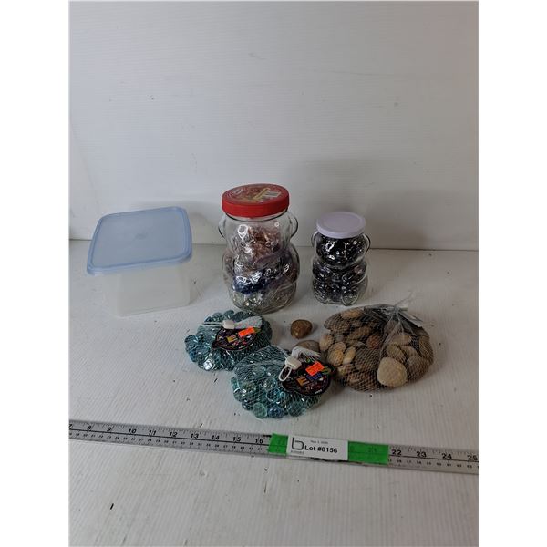 (2) Glass Teddy Jars, Decor Gems & River Rocks