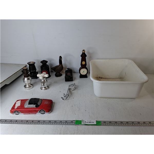Avon Glass Cologne Bottles- Some Full, Dish Tub & Car Tin- Can't Shp
