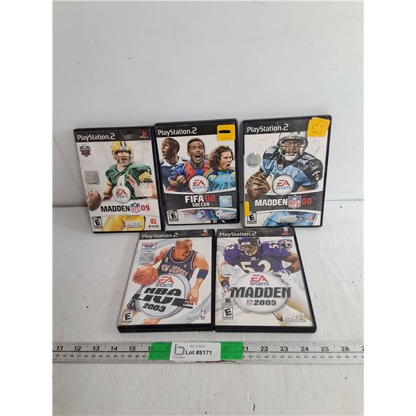 (5) Play Station 2 Games- Madden, NBA Live & Fifa