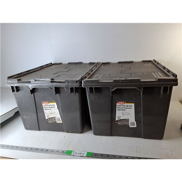 (2) Plastic Flip Totes- Can't Ship