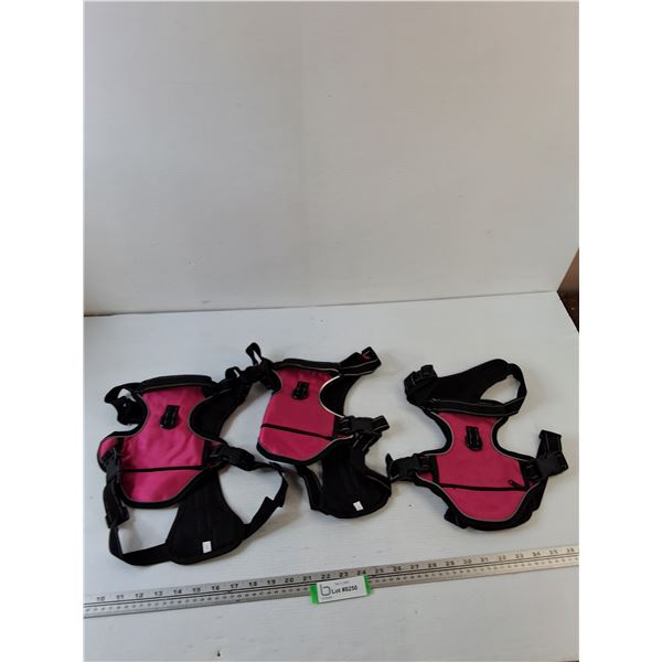 (3) Black and Pink Large Dog Harnesses
