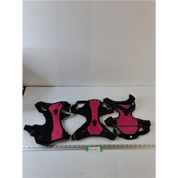 (3) Black and Pink Large Dog Harnesses