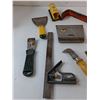 Image 2 : Assorted Tools, Putty Knife, Pry Bar, Hook Knife, Sanding Block, Misc