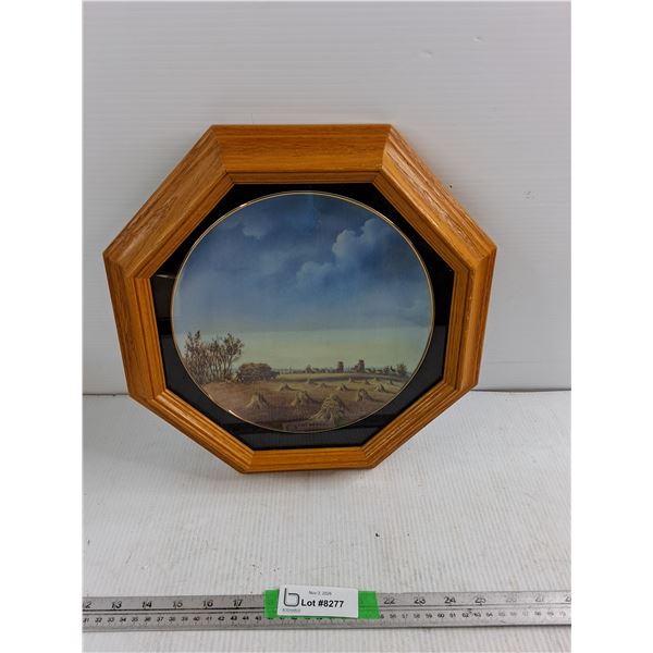 Framed "Stooking Era" Decorative Collector Plate By Eleanor Oltean 13.5"x13.5"
