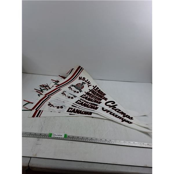 (6) 1987–1988 NSJHL Warman Valley Crusaders Hockey Championship Felt Pennants