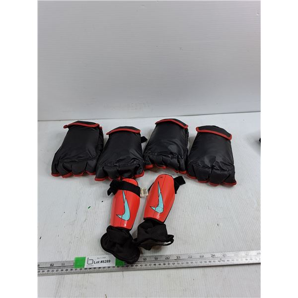Fingerless Martial Arts/Sparring Gloves, Nike Soccer Shin Guards