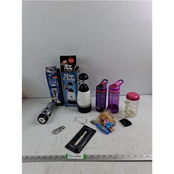 Flashlight, Slap Chop Veggies/Fruit Chopper, Kids Water Bottles, Misc