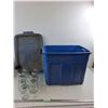 Image 1 : (9) Glass Hexagonal Jar, Rubbermaid Tote, Pickup Only
