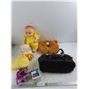 Image 1 : (2) Baby Dolls, Women Purse, Kids Neck Travel Pillow, Faucet Filter, Misc