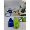Image 2 : Coffee Machine, Drink Koozies, Mug, Wine Markers, (2) Plates 10.5", Misc