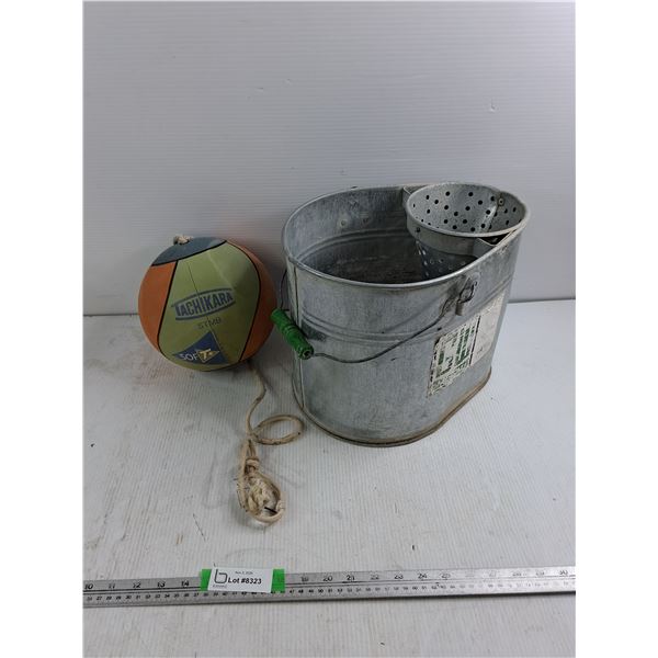 Galvanized Metal Mop Bucket 13"x9.5"x10.5", Tachikara STMB Sof-T Rubber Tetherball, Pickup Only