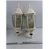Image 1 : (2) Outdoor Hexagonal Lantern Fixtures With Glass Panes 20.5"