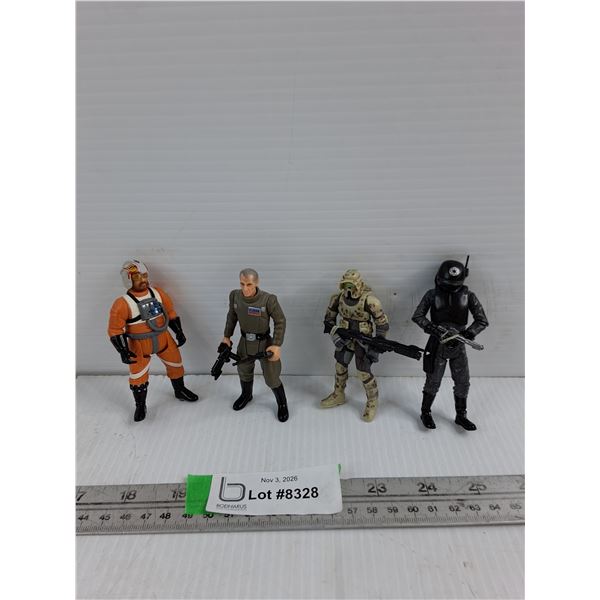 Star Wars Action Figures- Rebel Pilot, Imperial Officer, Camo/Specialist Trooper,  Black-Suited Impe