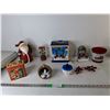 Image 1 : Christmas Decor- Animated Couple on Swing- As Is, Santa Figurine 9", Artificial Berries, Misc.