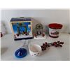Image 2 : Christmas Decor- Animated Couple on Swing- As Is, Santa Figurine 9", Artificial Berries, Misc.