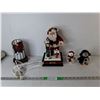 Image 1 : Animated/Musical Santa- As Is, Poinsettia Lamp- Powers On, Lightup Penguin/Santa Figurines- As Is
