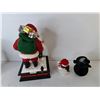 Image 4 : Animated/Musical Santa- As Is, Poinsettia Lamp- Powers On, Lightup Penguin/Santa Figurines- As Is