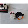 Image 5 : Animated/Musical Santa- As Is, Poinsettia Lamp- Powers On, Lightup Penguin/Santa Figurines- As Is