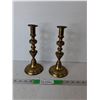 Image 1 : (2) Brass Candleholders 10" Tall