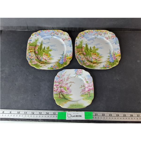 (3) Royal Albert Crown China Dessert Plates/Saucer