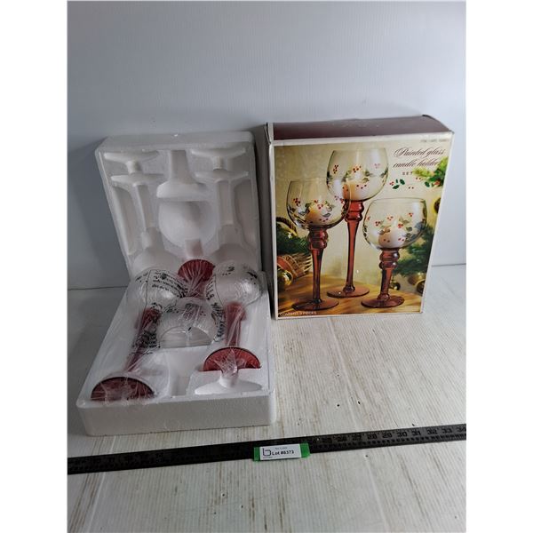 NIB Set of 3 Festive Candle Holders - 14" Tallest