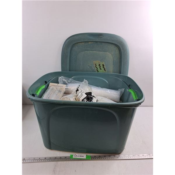 Lots Of Assorted 2, 5, 7 Ounce Plastic Cups New In Packaging With Storage Tub, Pickup Only