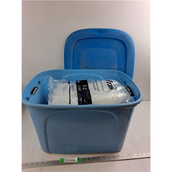 Lots Of 4 Ounce Plastic Cups New In Packaging With Storage Tub, Pickup Only