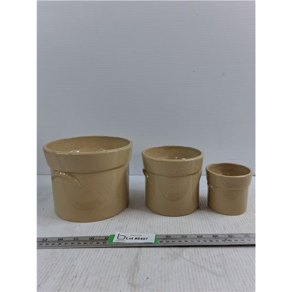 (3) Ceramic Pots Up To 6 3/4" Diameter 5.5" Height
