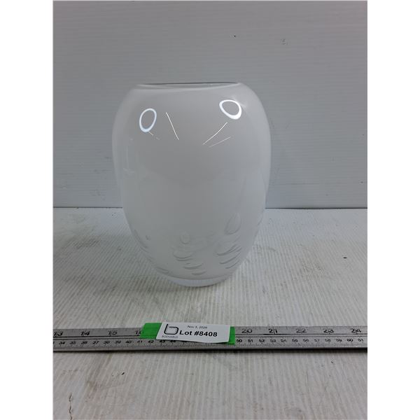 White Glass Vase 9.5" Height 4" Diameter