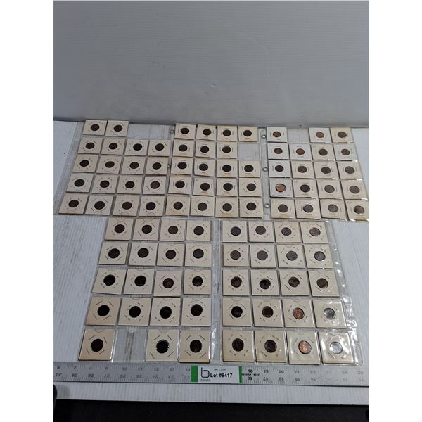 (5) Sheets of Canadian Pennies with a few American Pennies