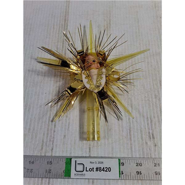 Vintage MCM Bradford Gold Tinsel Starburst Angel Christmas Tree Topper