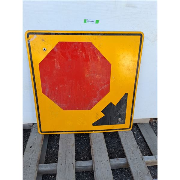 **Stop Sign Ahead Metal Sign 35.5" x 35.5"- Can't Ship