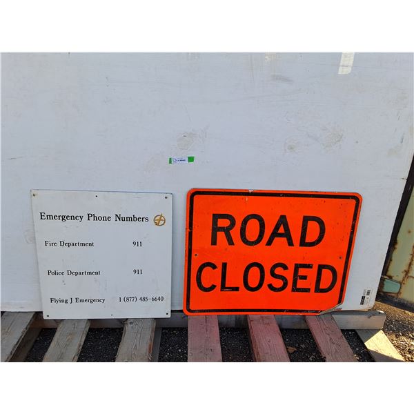 ** Road Closed & Emergency Phone Numbers Metal Signs up to 30" x 24"- Can't Ship