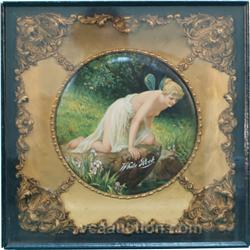 White Rock Topless Cherub Very Ornate Sign,