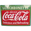 Image 1 : Large Drink Coca Cola Double Sided Porcelain Sign c1933